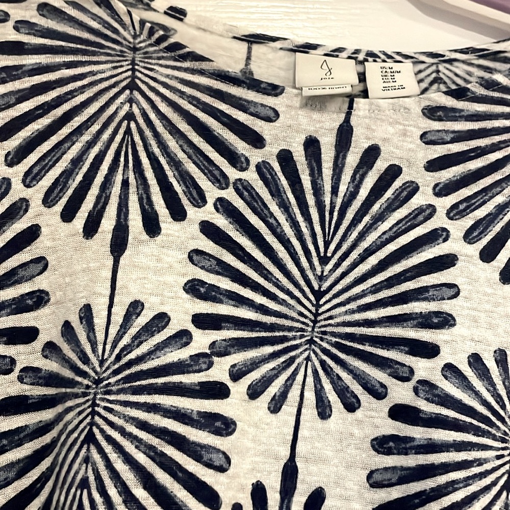 Joie Women’s Blue Patterned 100% Linen Top Medium - Picture 3 of 3